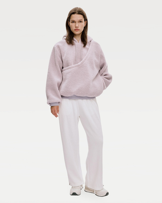 Unisex Fleece Hoodie with Built-In Kangaroo Pouch Dog Carrier in Lavender