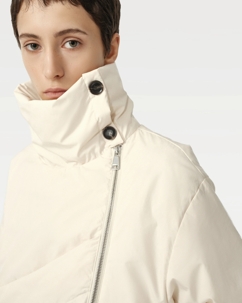 Unisex Asymmetric Puffer Jacket with Built-In Kangaroo Dog Pouch Carrier