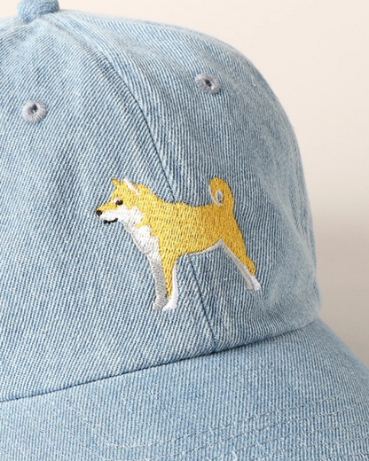 Shiba Inu Embroidered Denim Hat
