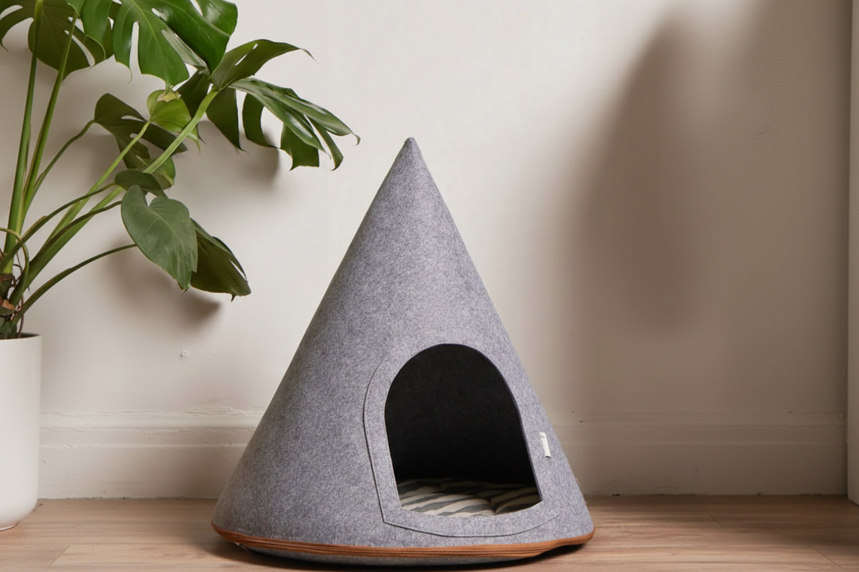Soft Packable Pet Cave in Grey