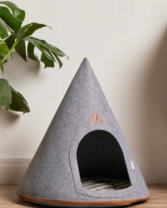 Soft Packable Pet Cave in Grey