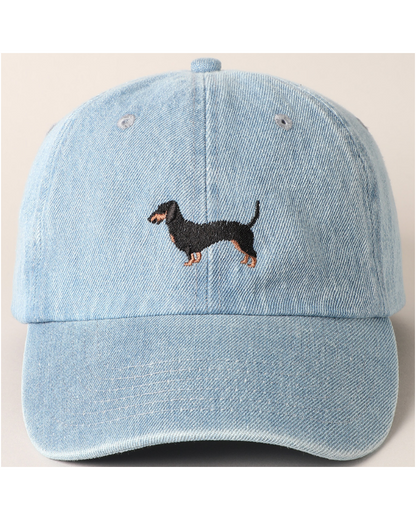 Dachshund Embroidered Denim Hat